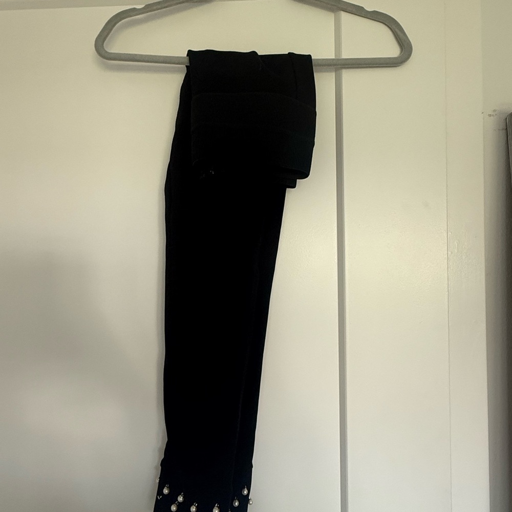 Zara Black Leggings with Pearl Bottoms